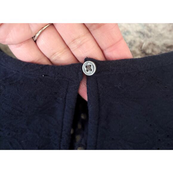 LOFT Navy Flutter-Sleeve Blouse Womens Size Petite L - Picture 8 of 9